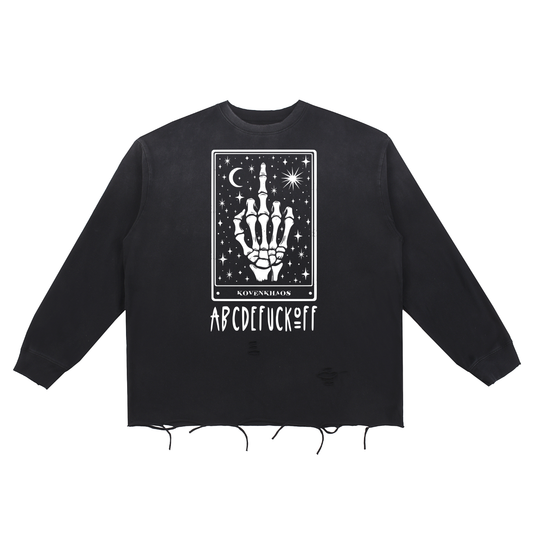 Fvck Off - Snow Wash Raw Edge Cotton T-Shirt