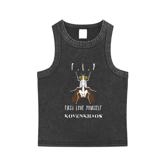 First Love Yourself Snow Washed Tank Top