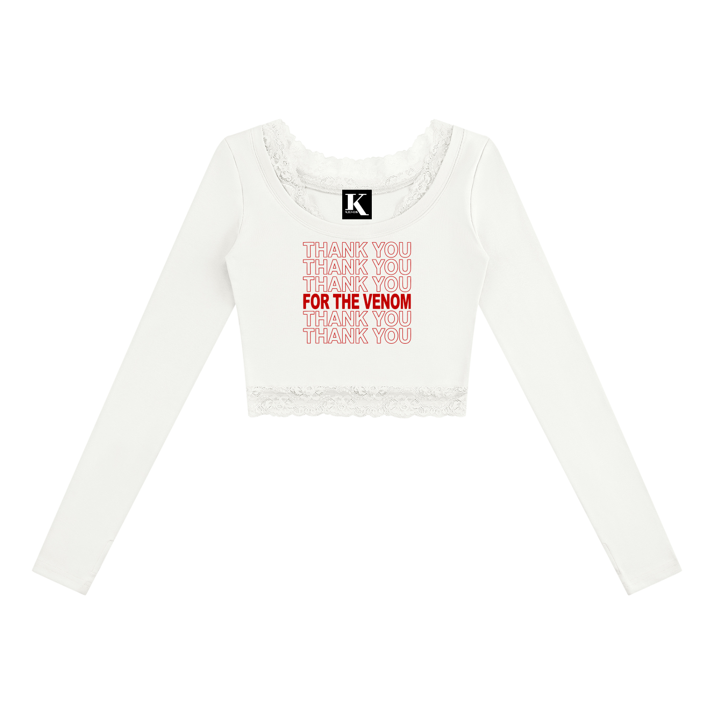 Thank You for the Venom Lace Trim Long Sleeve T-Shirt