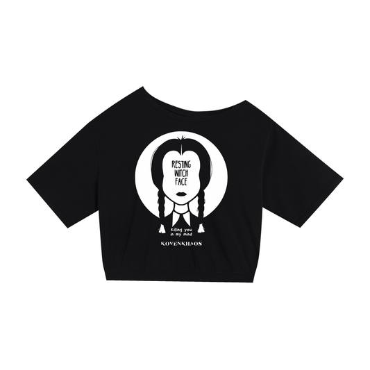 Resting Witch Face Asymmetric Shoulder Oversized Cotton T-Shirt