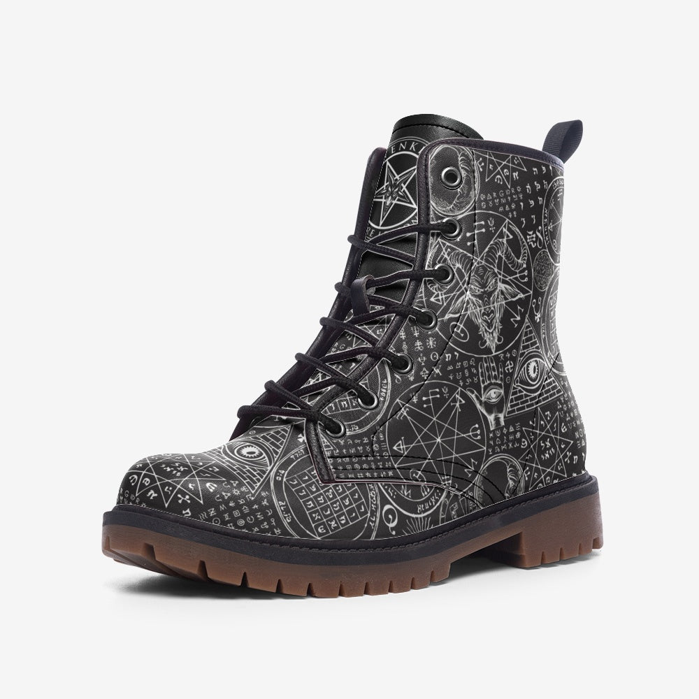 Dark Alchemy Combat Leather Vegan Boots MT
