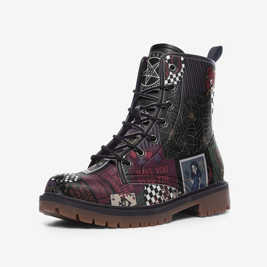 Gothic Alice Inspired | Wonderland Combat Leather Vegan Boots MT