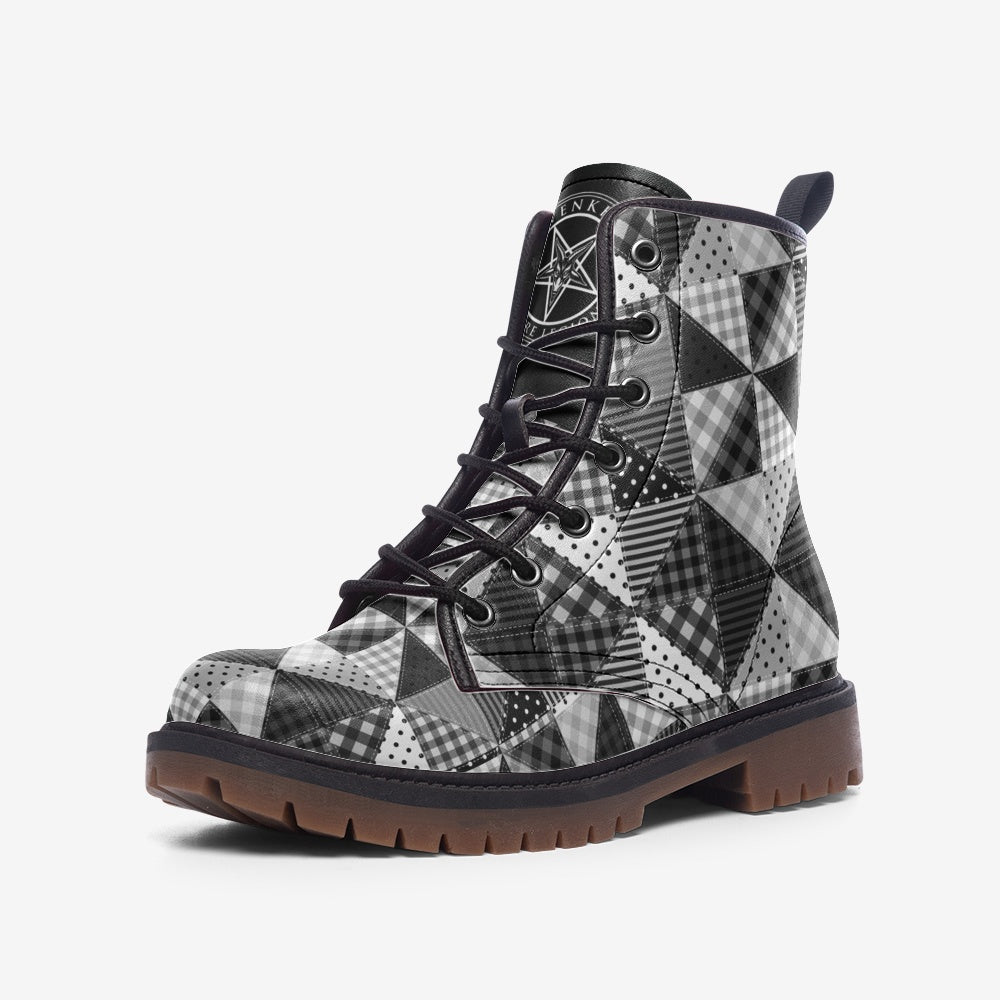Patchwork Combat Leather Vegan Boots MT