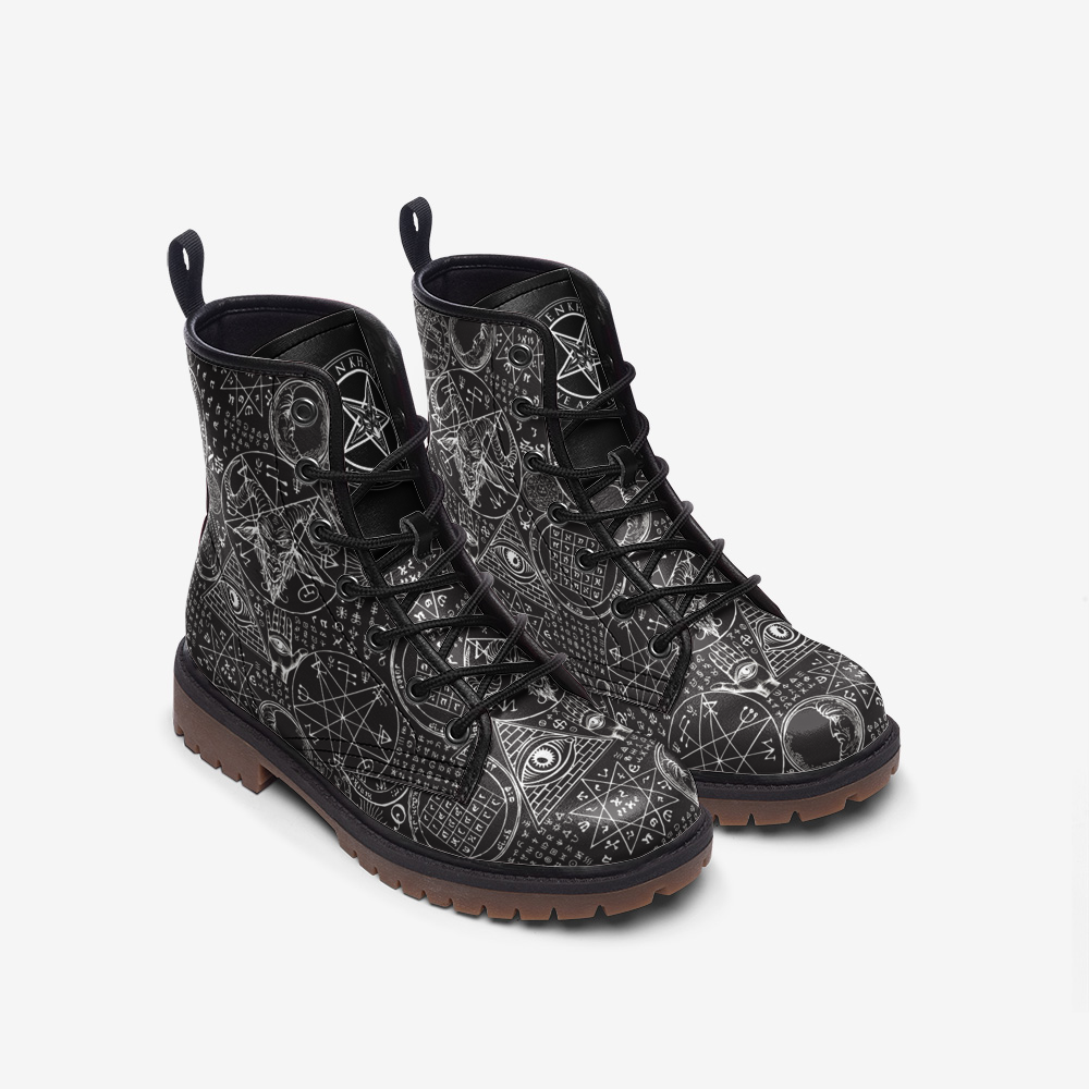 Dark Alchemy Combat Leather Vegan Boots MT