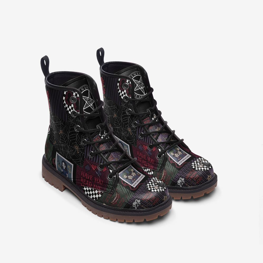 Gothic Alice Inspired | Wonderland Combat Leather Vegan Boots MT