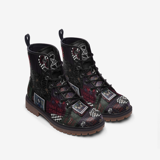 Gothic Alice Inspired | Wonderland Combat Leather Vegan Boots MT