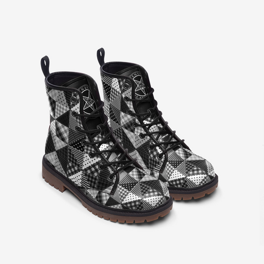 Patchwork Combat Leather Vegan Boots MT
