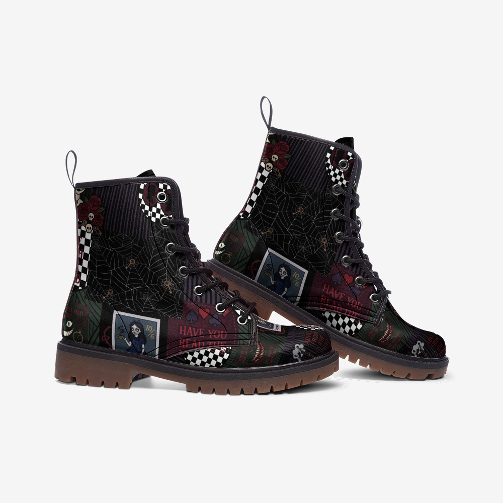 Gothic Alice Inspired | Wonderland Combat Leather Vegan Boots MT