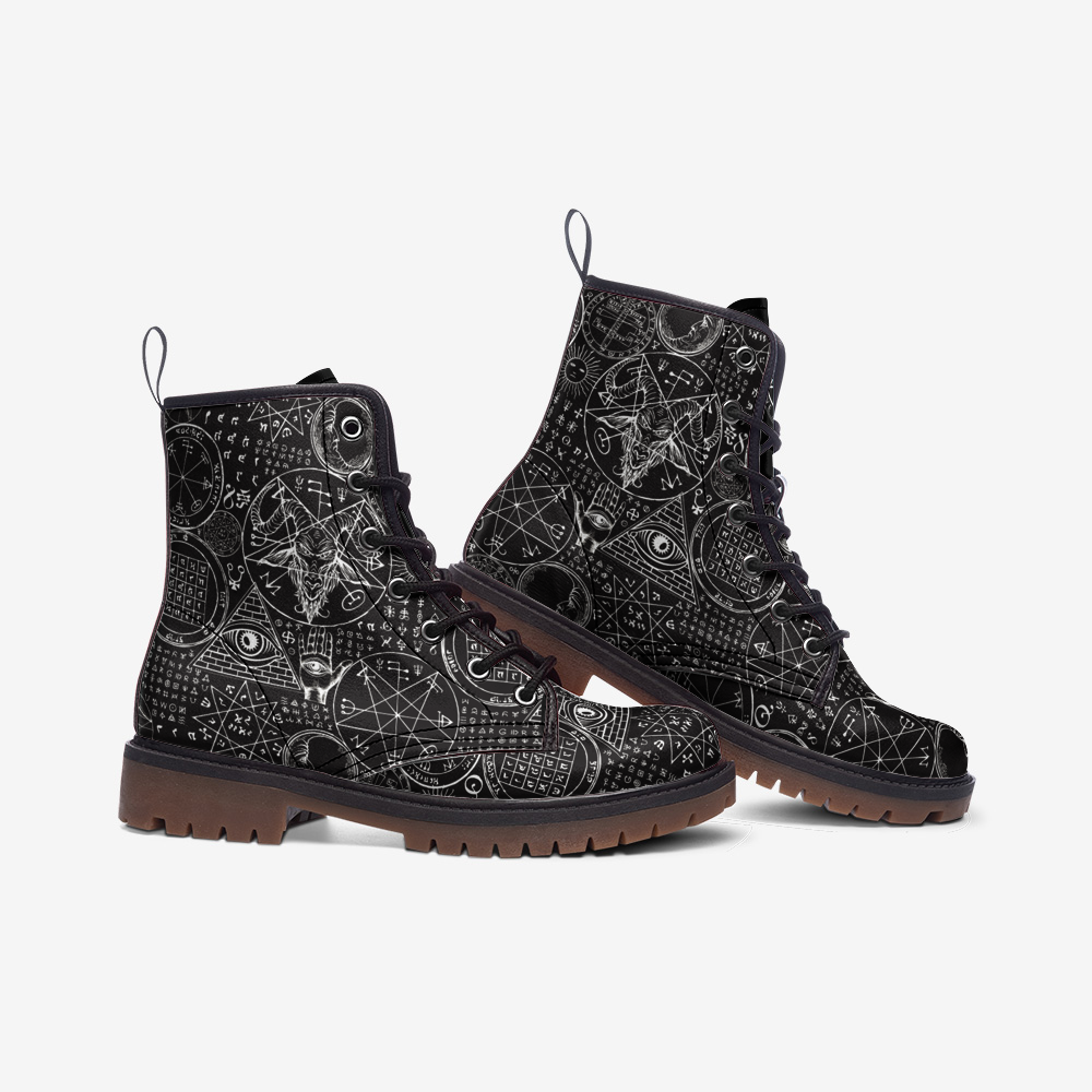 Dark Alchemy Combat Leather Vegan Boots MT