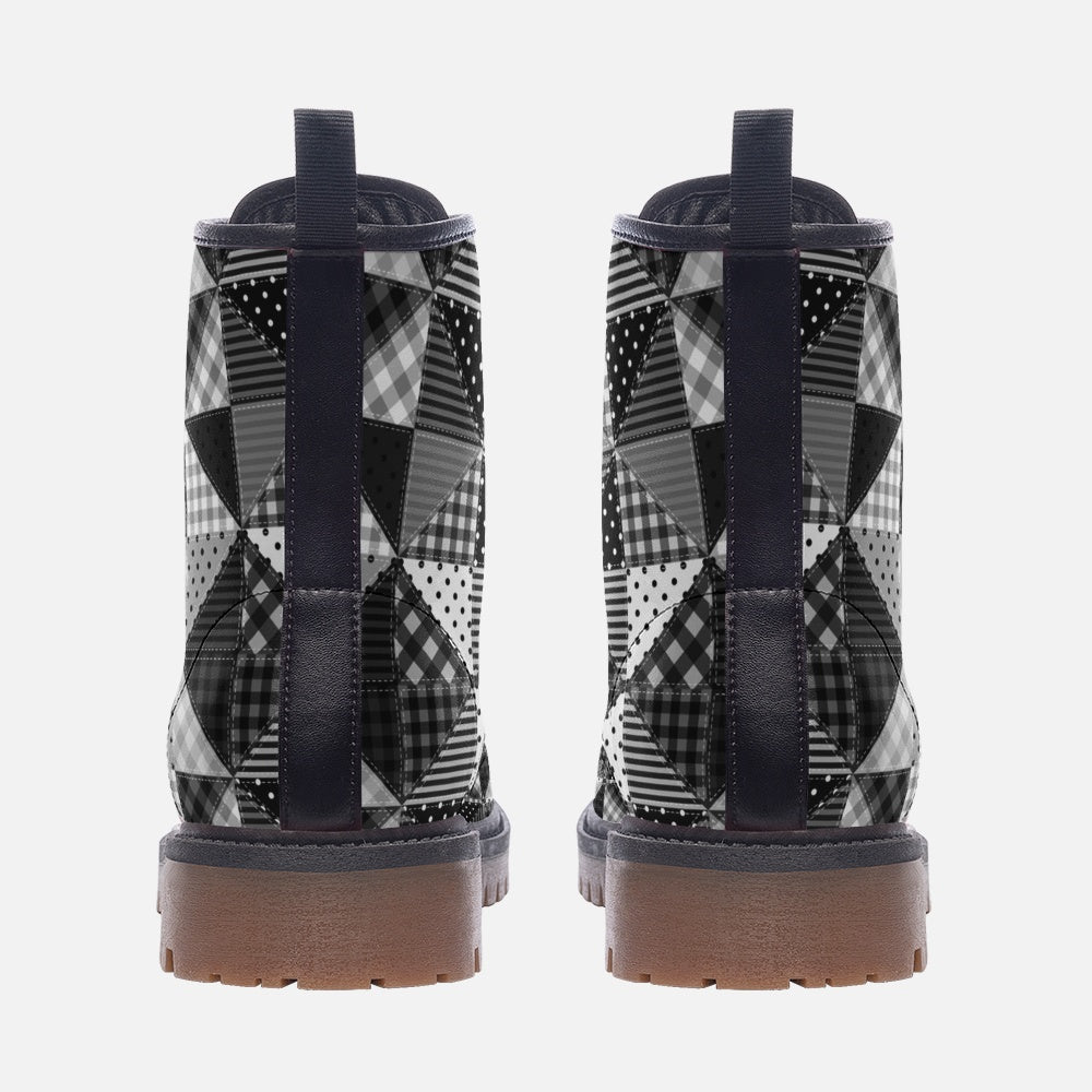 Patchwork Combat Leather Vegan Boots MT