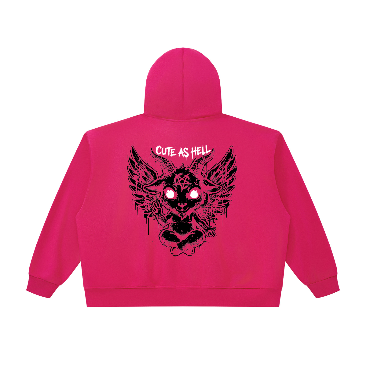 Chibi Baphomet Oversized Chunky-Zip Boxy Hoodie