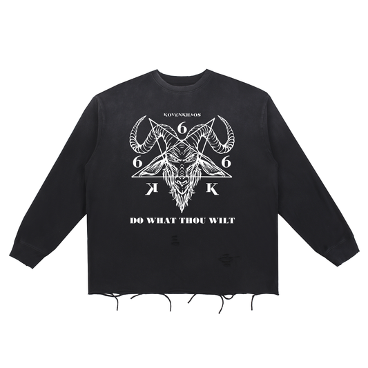 KovenKhaos Eliphas - Snow Wash Raw Edge Cotton T-Shirt