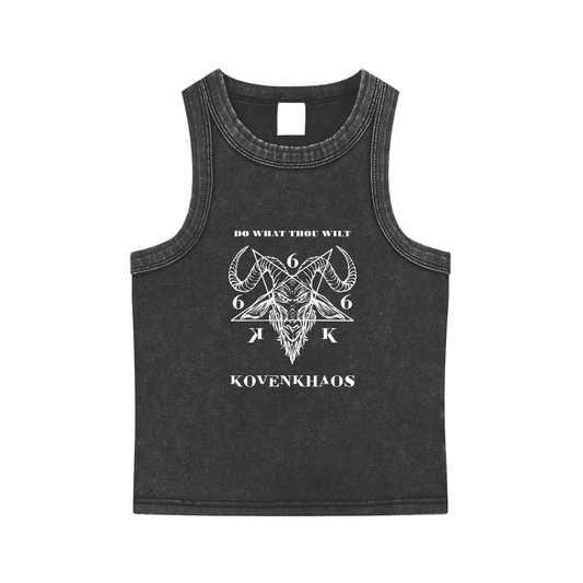 KovenKhaos 666 Snow Washed Tank Top