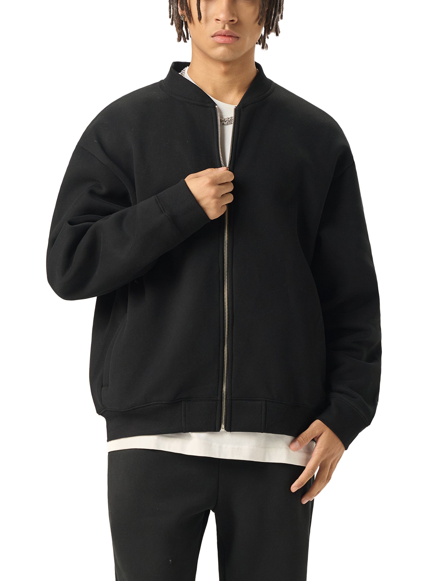 Leviathan Cross - Essential Zip-Up Fleeced Varsity Jacket