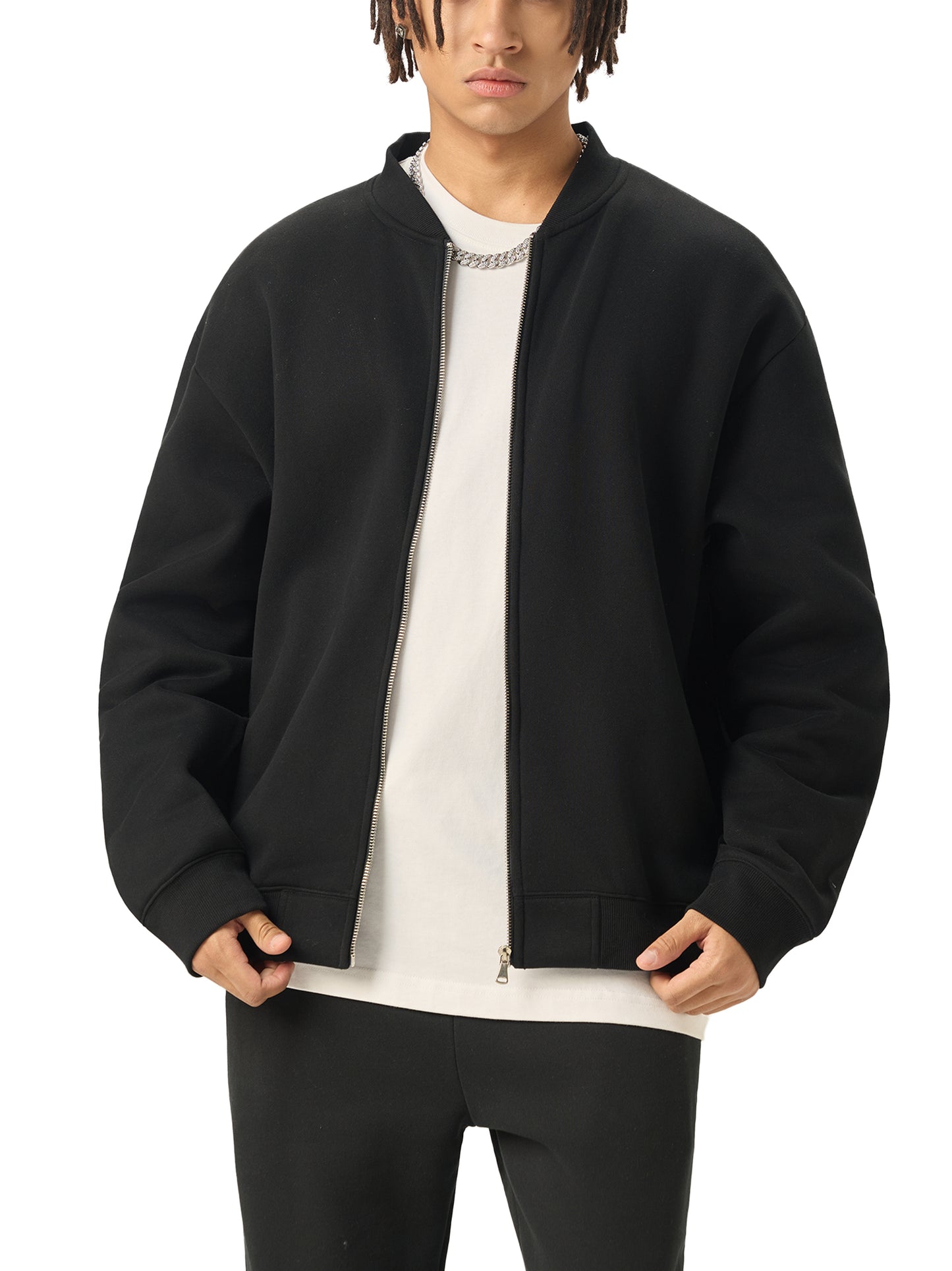 Leviathan Cross - Essential Zip-Up Fleeced Varsity Jacket