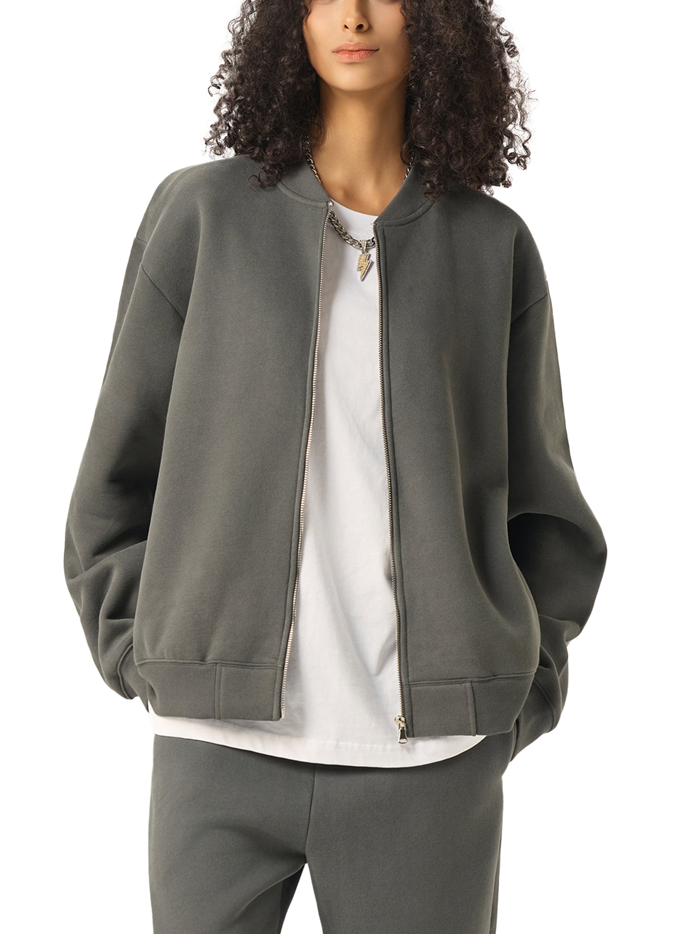 Leviathan Cross - Essential Zip-Up Fleeced Varsity Jacket