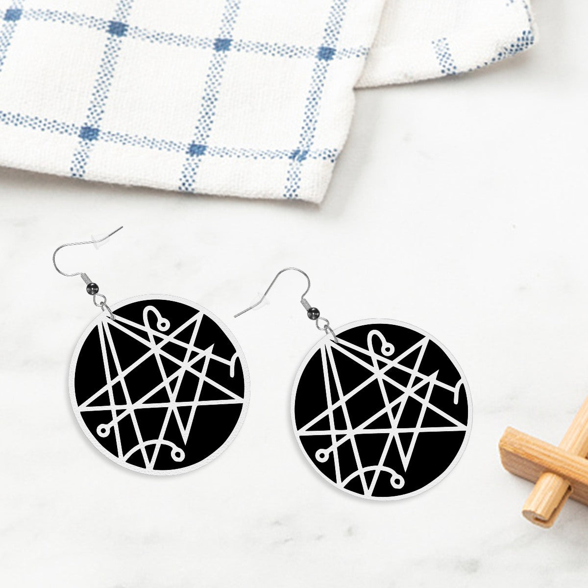 Necronomicon Gate sigil Circle Drop Earrings