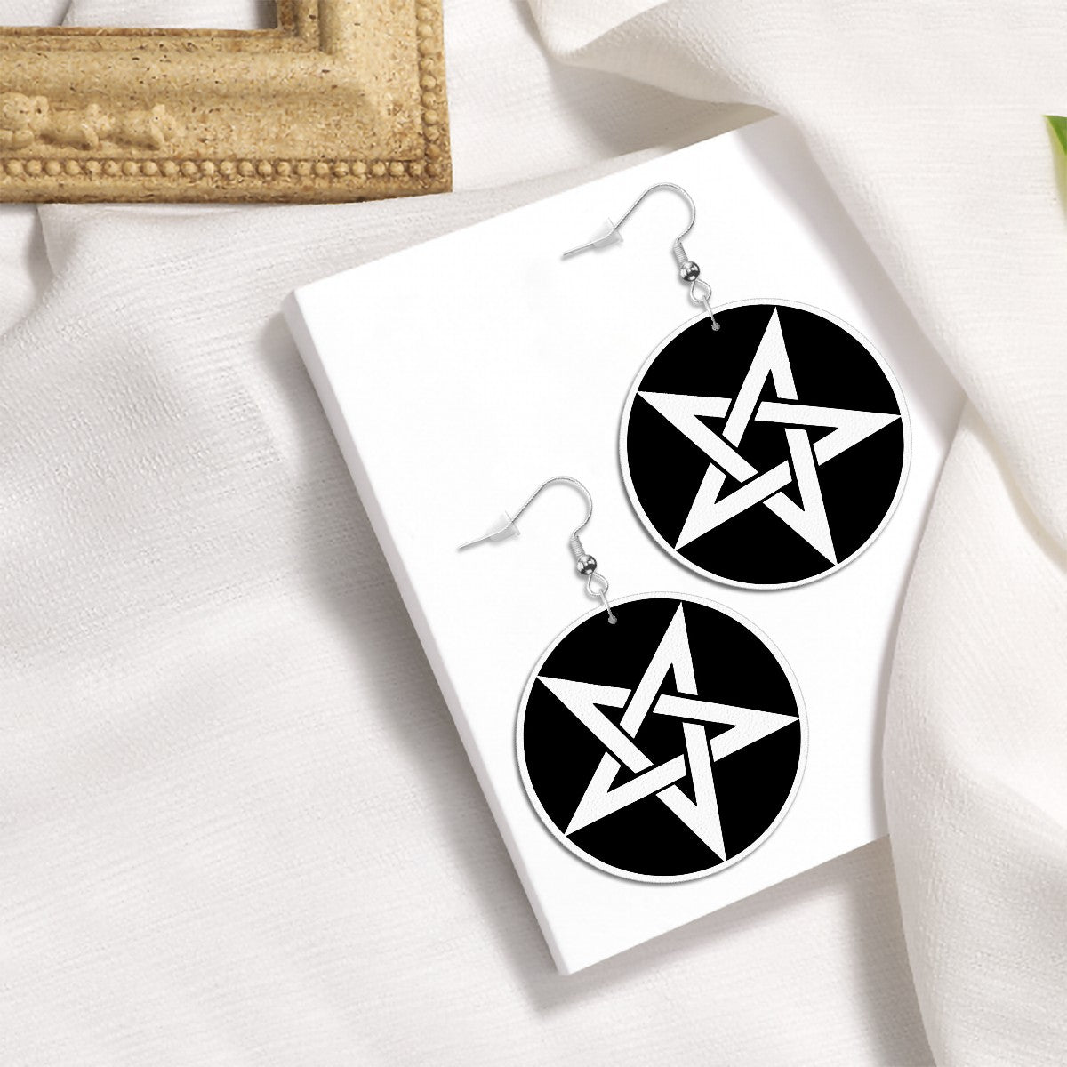 Pentagram Circle Drop Earrings