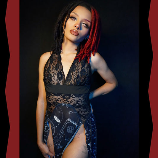 Something Wikked Mesh Lace Evening Dress