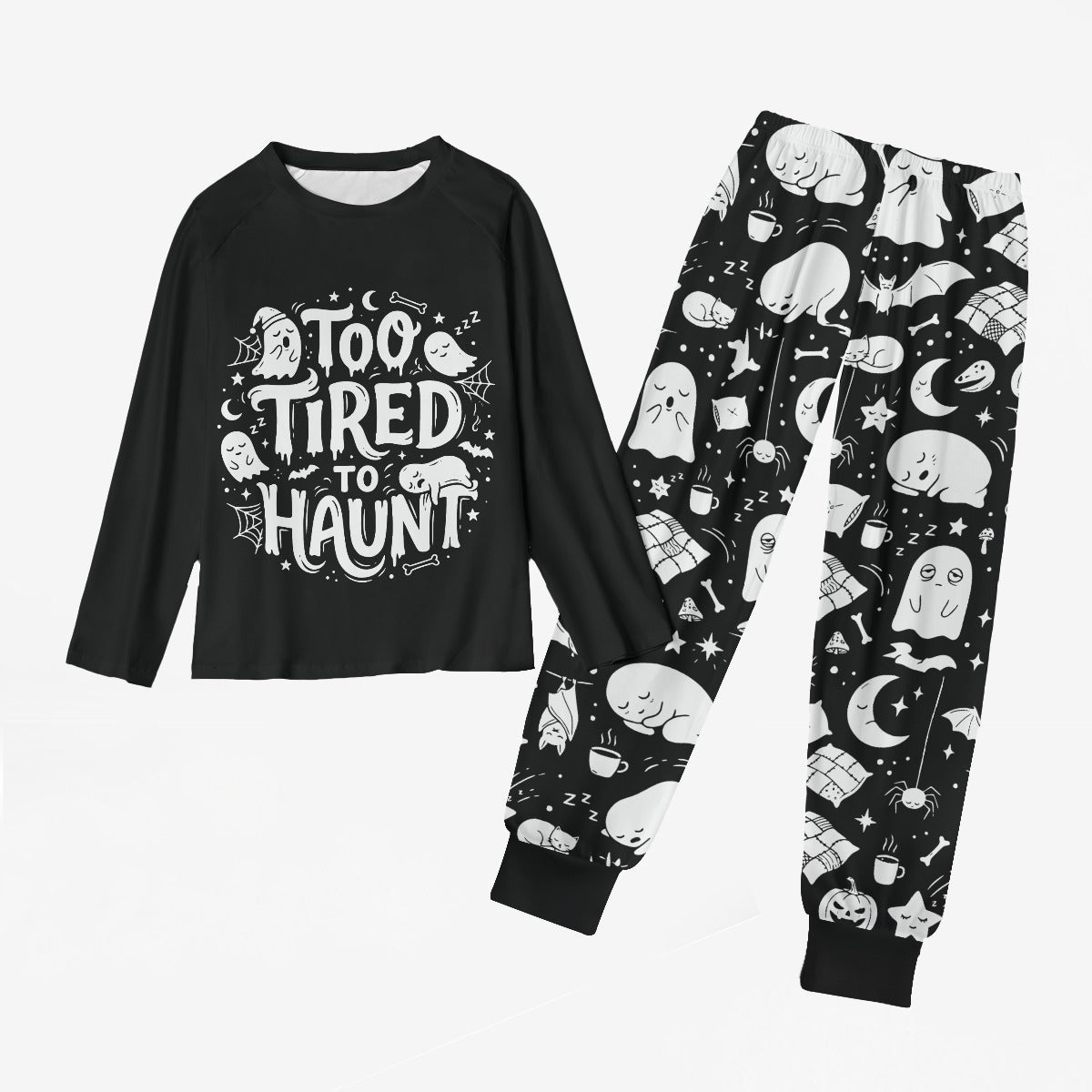 Too Tired | Ghost Raglan Sleep Pajamas