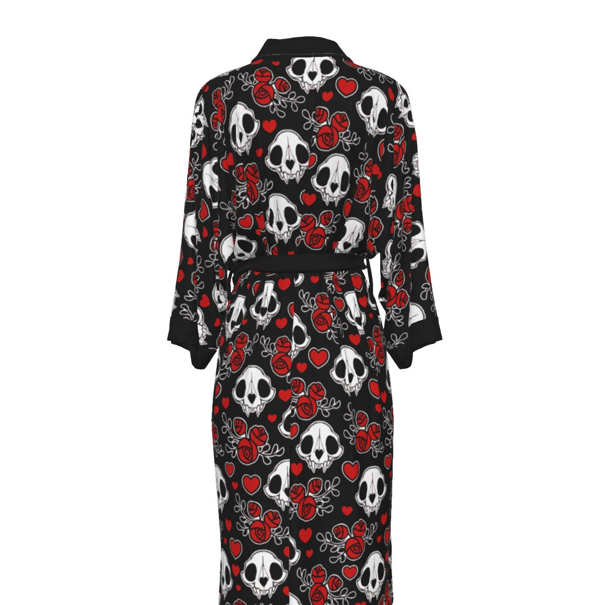 Bat Skulls & Hearts Kimono Long Robe
