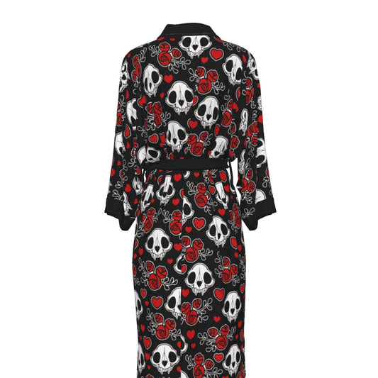 Bat Skulls & Hearts Kimono Long Robe