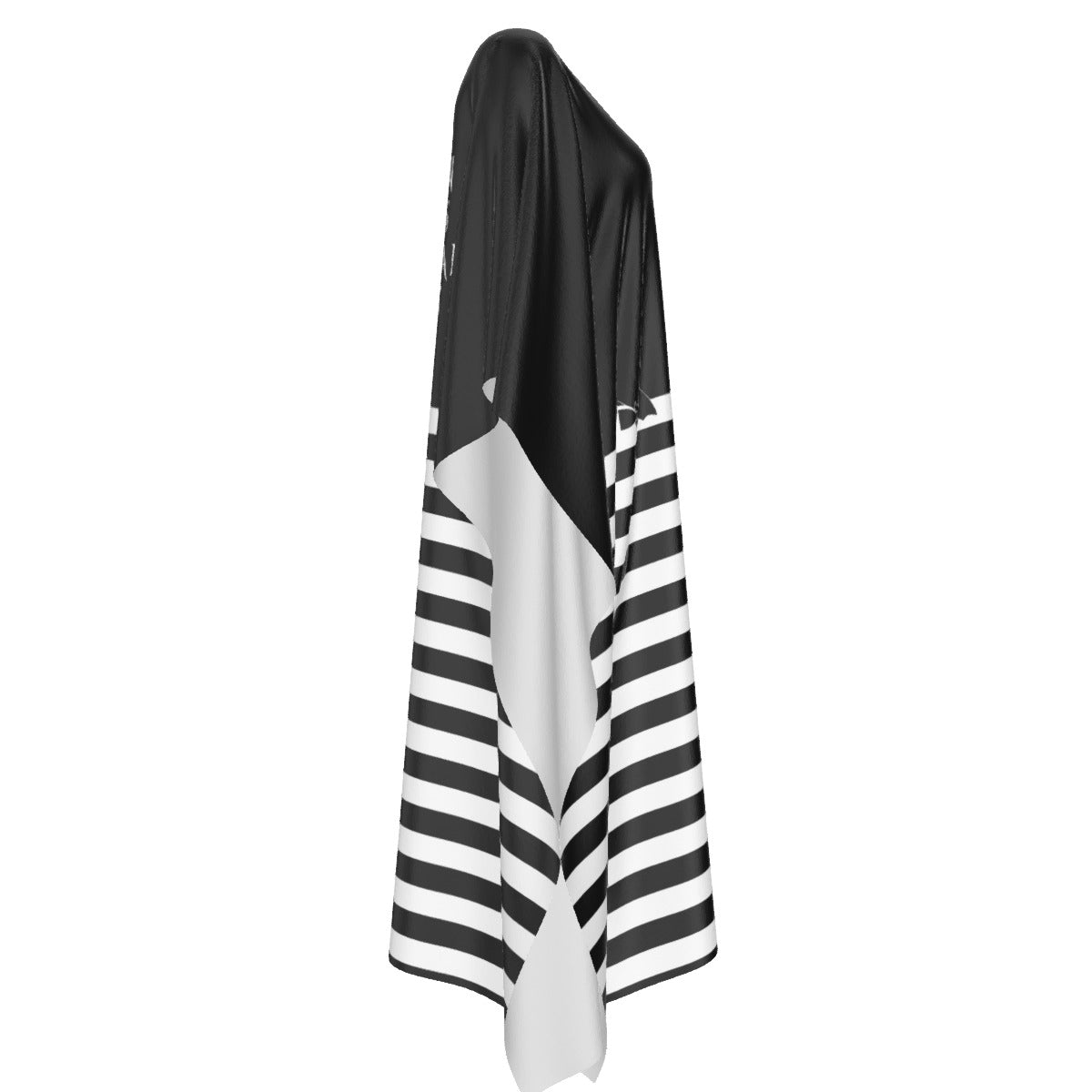 Wednesady| Addams Inspired Imitation Silk V-neck Moo Moo | Kaftan Lounge Cover-Up