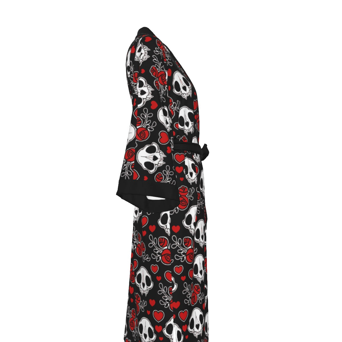 Bat Skulls & Hearts Kimono Long Robe