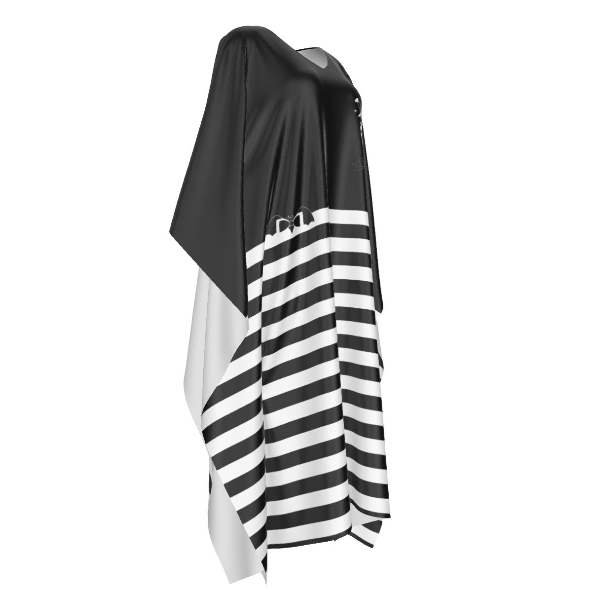 Wednesady| Addams Inspired Imitation Silk V-neck Moo Moo | Kaftan Lounge Cover-Up