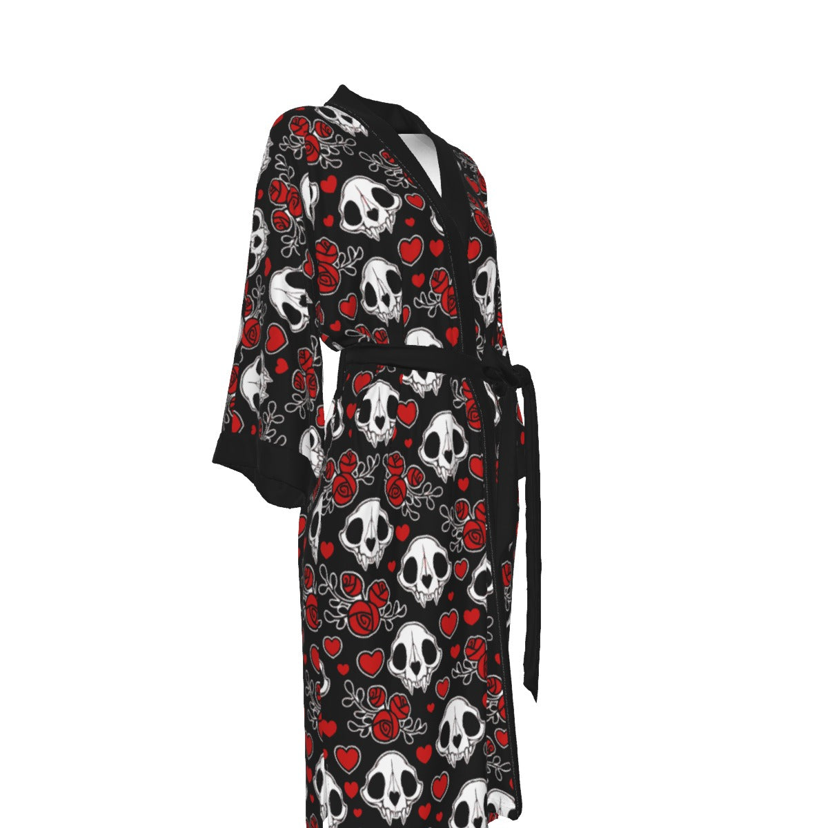 Bat Skulls & Hearts Kimono Long Robe