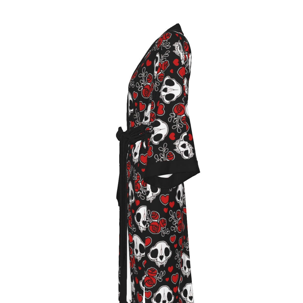Bat Skulls & Hearts Kimono Long Robe