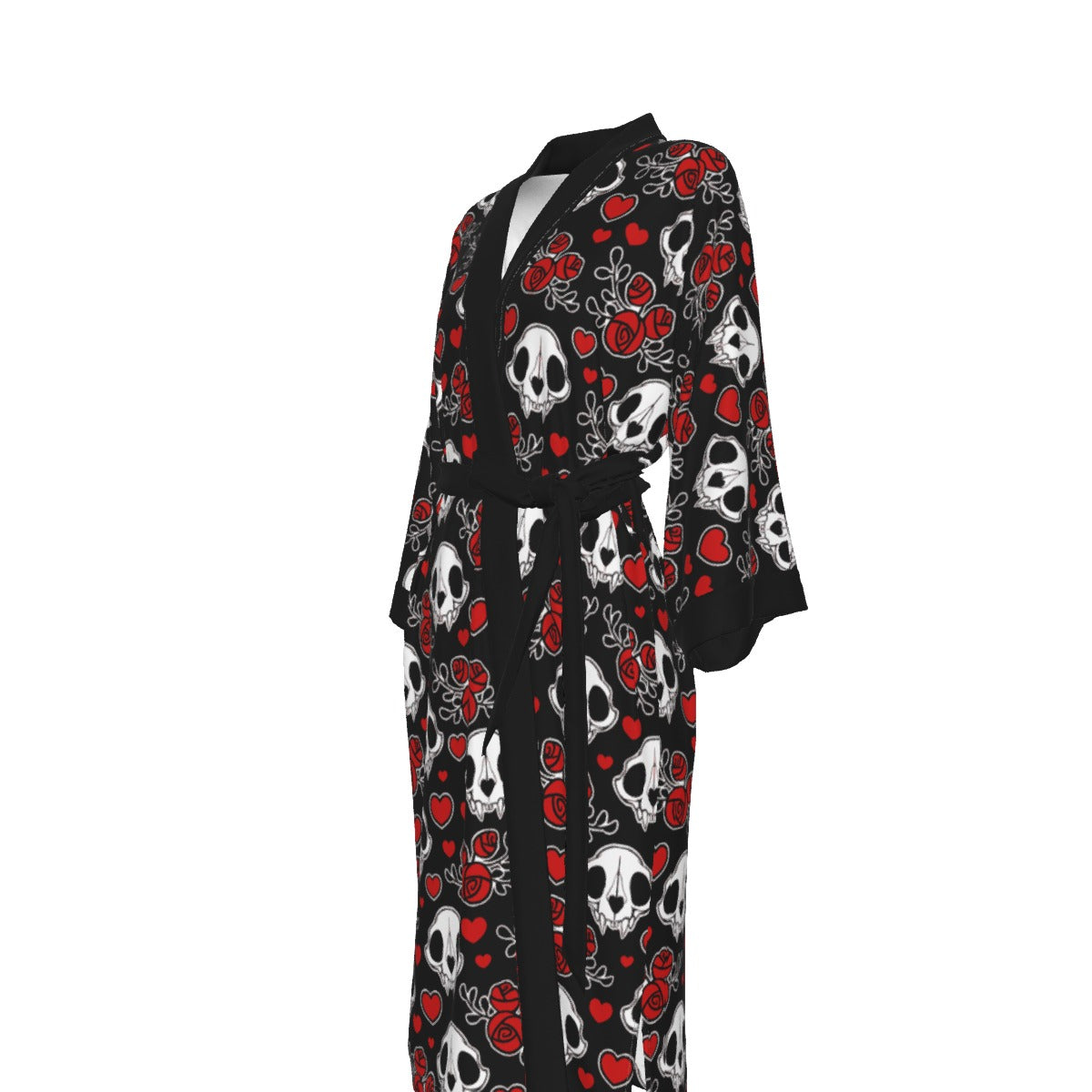 Bat Skulls & Hearts Kimono Long Robe