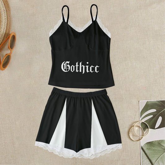 Gothicc Cami With Lace Edge