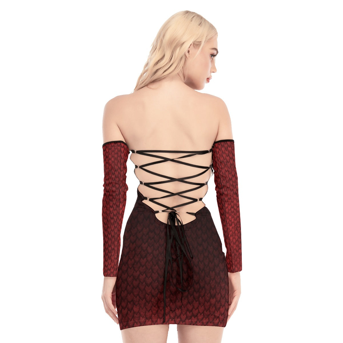 Dragon Scale  Back Lace-up Dress