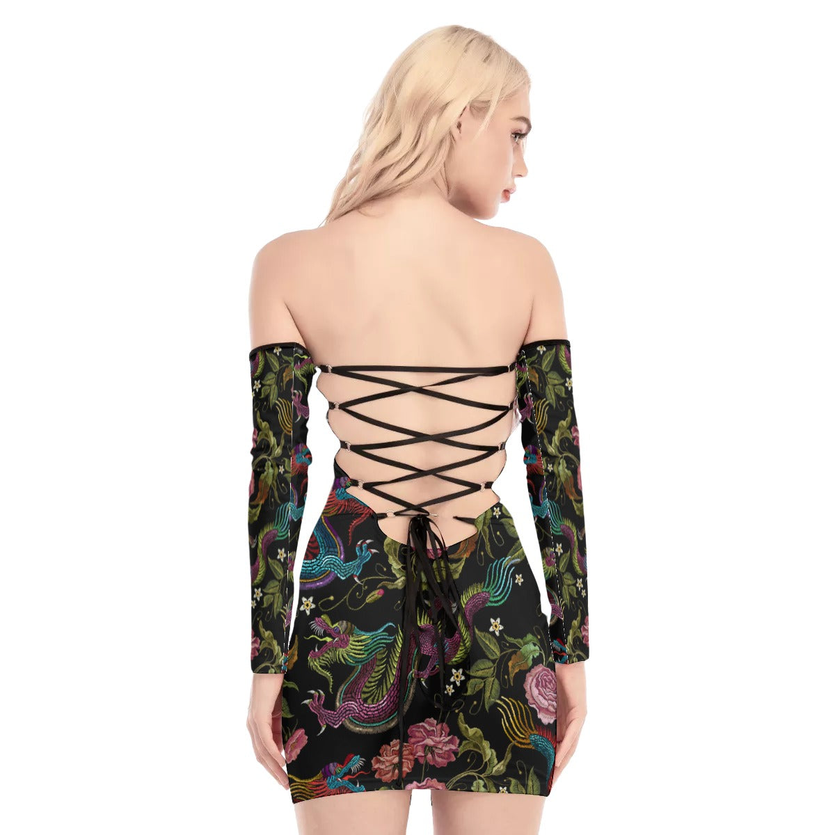Dragons & Flowers Lace-up Dress