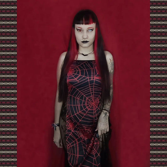 Black Widow Lace Cami Cross Back Dress