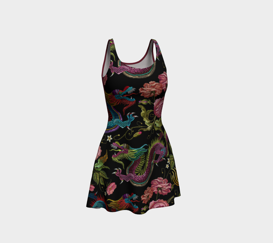 Dragons and Flowers Flare Dress